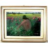 ANTICO QUADRO Aldo Cavaggi FIGURA FEMMINILE NUDO DONNA CAMPO FIORI FUCSIA GIALLO