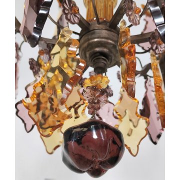 ANTICO LAMPADARIO Liberty epoca 1900 MARIA TERESA GOCCE VETRO BOEMIA GLASS LAMP
