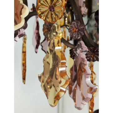 ANTICO LAMPADARIO Liberty epoca 1900 MARIA TERESA GOCCE VETRO BOEMIA GLASS LAMP