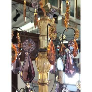 ANTICO LAMPADARIO Liberty epoca 1900 MARIA TERESA GOCCE VETRO BOEMIA GLASS LAMP