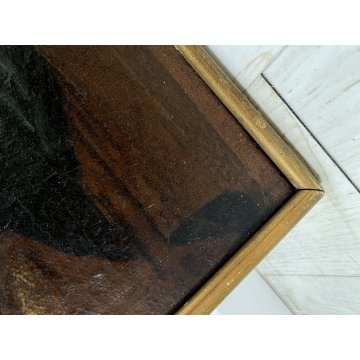 GRANDE ANTICO DIPINTO OLIO Annunciazione Maria Arcangelo Gabriele RELIGIOSO '600