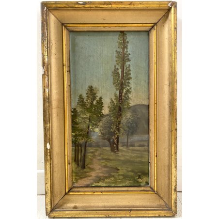 ANTICO DIPINTO OLIO TAVOL A CA Achille Cattaneo PAESAGGIO LACUSTRE VEDUTA '900