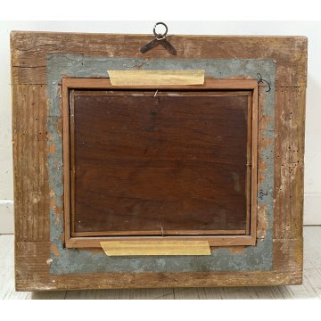 ANTICO DIPINTO OLIO TAVOLA PAESAGGIO RURALE CREPUSCOLO CAVALLO MANDRIANO BUE 800