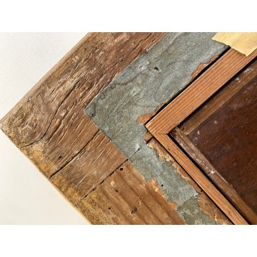 ANTICO DIPINTO OLIO TAVOLA PAESAGGIO RURALE CREPUSCOLO CAVALLO MANDRIANO BUE 800