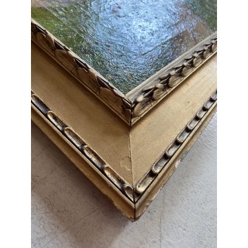 ANTICO QUADRO DIPINTO OLIO TELA PAESAGGIO MONTANO SCORCIO PAESE BORGO '900