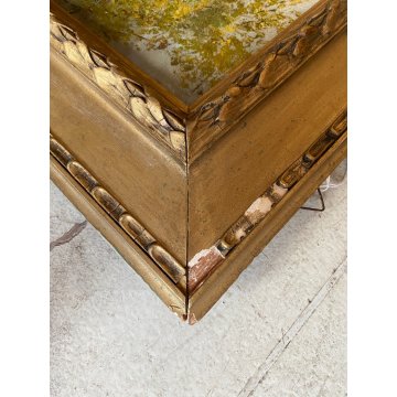 ANTICO QUADRO DIPINTO OLIO TELA PAESAGGIO MONTANO SCORCIO PAESE BORGO '900