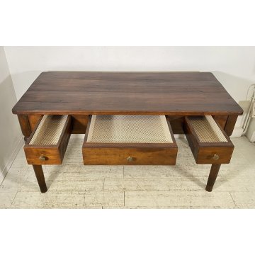 ANTICO TAVOLO PRANZO IMPERO RETTANGOLARE LEGNO NOCE 3 CASSETTI TABLE SALA 1800