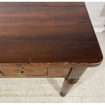 ANTICO TAVOLO PRANZO IMPERO RETTANGOLARE LEGNO NOCE 3 CASSETTI TABLE SALA 1800