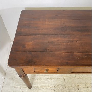 ANTICO TAVOLO PRANZO IMPERO RETTANGOLARE LEGNO NOCE 3 CASSETTI TABLE SALA 1800