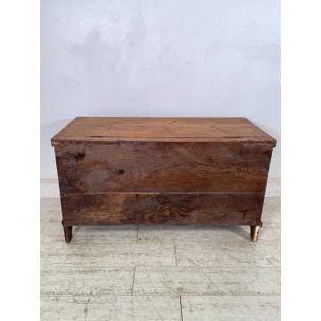 ANTICA PICCOLA CASSAPANCA legno ABETE 93 cm epoca 1800 OLD WOOD CHEST rombo