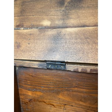 ANTICA PICCOLA CASSAPANCA legno ABETE 93 cm epoca 1800 OLD WOOD CHEST rombo