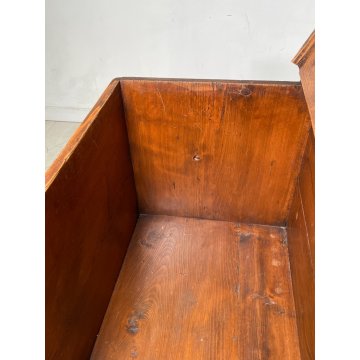 ANTICA PICCOLA CASSAPANCA legno ABETE 93 cm epoca 1800 OLD WOOD CHEST rombo