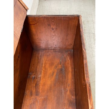 ANTICA PICCOLA CASSAPANCA legno ABETE 93 cm epoca 1800 OLD WOOD CHEST rombo