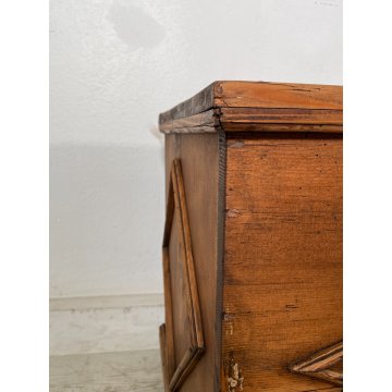 ANTICA PICCOLA CASSAPANCA legno ABETE 93 cm epoca 1800 OLD WOOD CHEST rombo