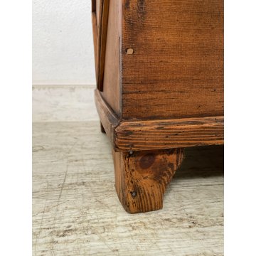 ANTICA PICCOLA CASSAPANCA legno ABETE 93 cm epoca 1800 OLD WOOD CHEST rombo