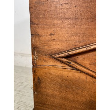 ANTICA PICCOLA CASSAPANCA legno ABETE 93 cm epoca 1800 OLD WOOD CHEST rombo