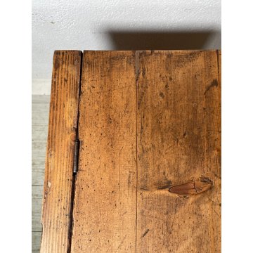 ANTICA PICCOLA CASSAPANCA legno ABETE 93 cm epoca 1800 OLD WOOD CHEST rombo