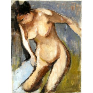 QUADRO DIPINTO TEMPERA CARTONCINO T. Nardino  '76 FIGURA FEMMINILE NUDO DONNA 