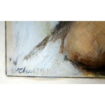QUADRO DIPINTO TEMPERA CARTONCINO T. Nardino  '76 FIGURA FEMMINILE NUDO DONNA 