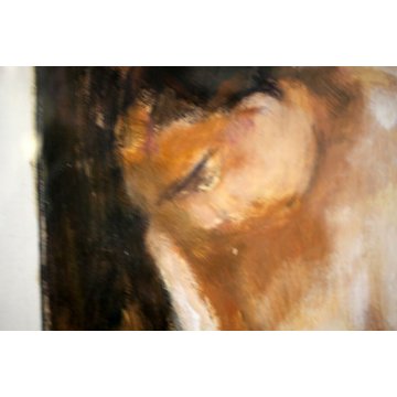 QUADRO DIPINTO TEMPERA CARTONCINO T. Nardino  '76 FIGURA FEMMINILE NUDO DONNA 