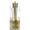 SET DA CAMINO IN BRONZO DORATO PALETTA SCOPA PINZA FIRE TOOL FUOCO BRACERE '900