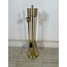 SET DA CAMINO IN BRONZO DORATO PALETTA SCOPA PINZA FIRE TOOL FUOCO BRACERE '900