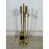 SET DA CAMINO IN BRONZO DORATO PALETTA SCOPA PINZA FIRE TOOL FUOCO BRACERE '900