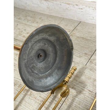SET DA CAMINO IN BRONZO DORATO PALETTA SCOPA PINZA FIRE TOOL FUOCO BRACERE '900