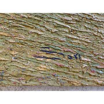 ANTICO DIPINTO OLIO TAVOLA Sori PAESAGGIO MONTANO BAITE ALPEGGIO DIVISIONISTA