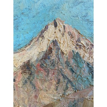 ANTICO DIPINTO OLIO TAVOLA Sori PAESAGGIO MONTANO BAITE ALPEGGIO DIVISIONISTA