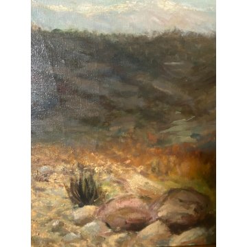 GRANDE QUADRO OLIO TELA C. Pagano PAESAGGIO MONTANO RUSCELLO MUCCHE PASCOLO '900