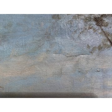 GRANDE QUADRO OLIO TELA C. Pagano PAESAGGIO MONTANO RUSCELLO MUCCHE PASCOLO '900