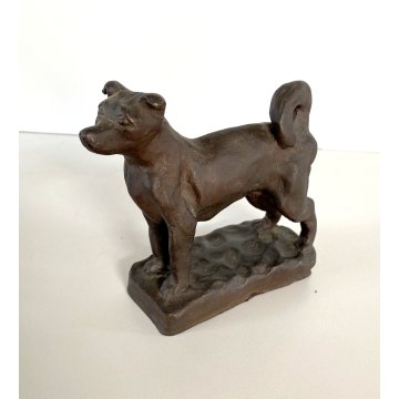 PICCOLA SCULTURA BRONZO PATINA CANE 1935 STILE Ligabue 5x10x12 cm/h