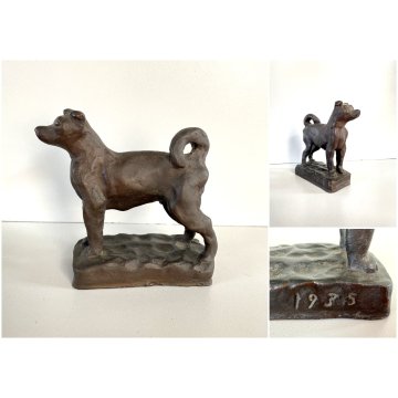 PICCOLA SCULTURA BRONZO PATINA CANE 1935 STILE Ligabue 5x10x12 cm/h