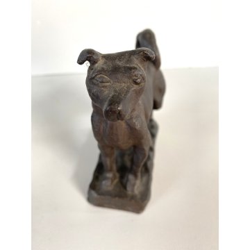PICCOLA SCULTURA BRONZO PATINA CANE 1935 STILE Ligabue 5x10x12 cm/h
