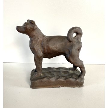 PICCOLA SCULTURA BRONZO PATINA CANE 1935 STILE Ligabue 5x10x12 cm/h