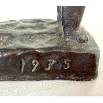 PICCOLA SCULTURA BRONZO PATINA CANE 1935 STILE Ligabue 5x10x12 cm/h