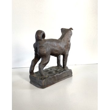 PICCOLA SCULTURA BRONZO PATINA CANE 1935 STILE Ligabue 5x10x12 cm/h