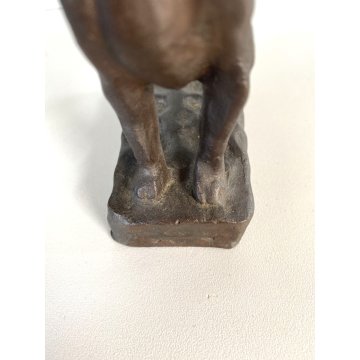 PICCOLA SCULTURA BRONZO PATINA CANE 1935 STILE Ligabue 5x10x12 cm/h