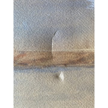 ANTICO GRANDE ACQUERELLO CARTONCINO FIRMATO A. di Brazzà PAESAGGIO LACUSTRE 1905