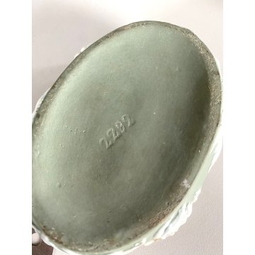 SCATOLINA COPERCHIO PORCELLANA BISCUIT VERDE DECORI FLOREALI
