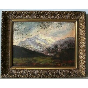 ANTICO QUADRO DIPINTO OLIO PAESAGGIO MONTANO OSSOLA ALPI