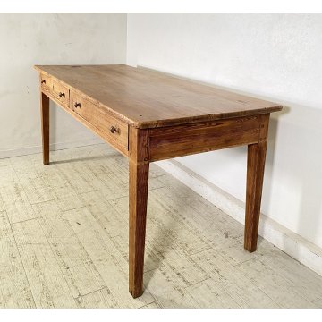 ANTICO GRANDE TAVOLO PRANZO RETTANGOLARE LEGNO LARICE 2 CASSETTI TABLE SALA 1800
