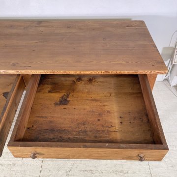 ANTICO GRANDE TAVOLO PRANZO RETTANGOLARE LEGNO LARICE 2 CASSETTI TABLE SALA 1800