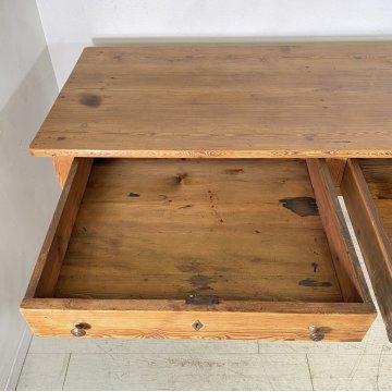 ANTICO GRANDE TAVOLO PRANZO RETTANGOLARE LEGNO LARICE 2 CASSETTI TABLE SALA 1800