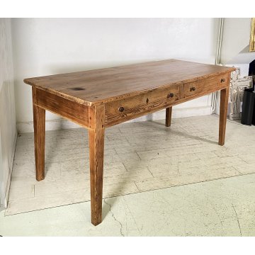 ANTICO GRANDE TAVOLO PRANZO RETTANGOLARE LEGNO LARICE 2 CASSETTI TABLE SALA 1800