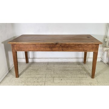 ANTICO GRANDE TAVOLO PRANZO RETTANGOLARE LEGNO LARICE 2 CASSETTI TABLE SALA 1800