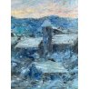 QUADRO DIPINTO OLIO TAVOLA Ferraris PAESAGGIO OSSOLANO INVERNO NEVE DIVISIONISTA