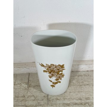 GRANDE VASO KAISER PORTA OMBRELLI CERAMICA SMALTATA DECORO FIORI ANNI 70 OVALE