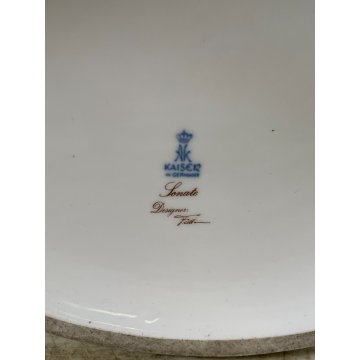 GRANDE VASO KAISER PORTA OMBRELLI CERAMICA SMALTATA DECORO FIORI ANNI 70 OVALE